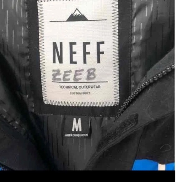 Neff Zeeb Snowboard Jacket Mens Medium Colorblock Black Blue Red Hooded Technica - Picture 8 of 8